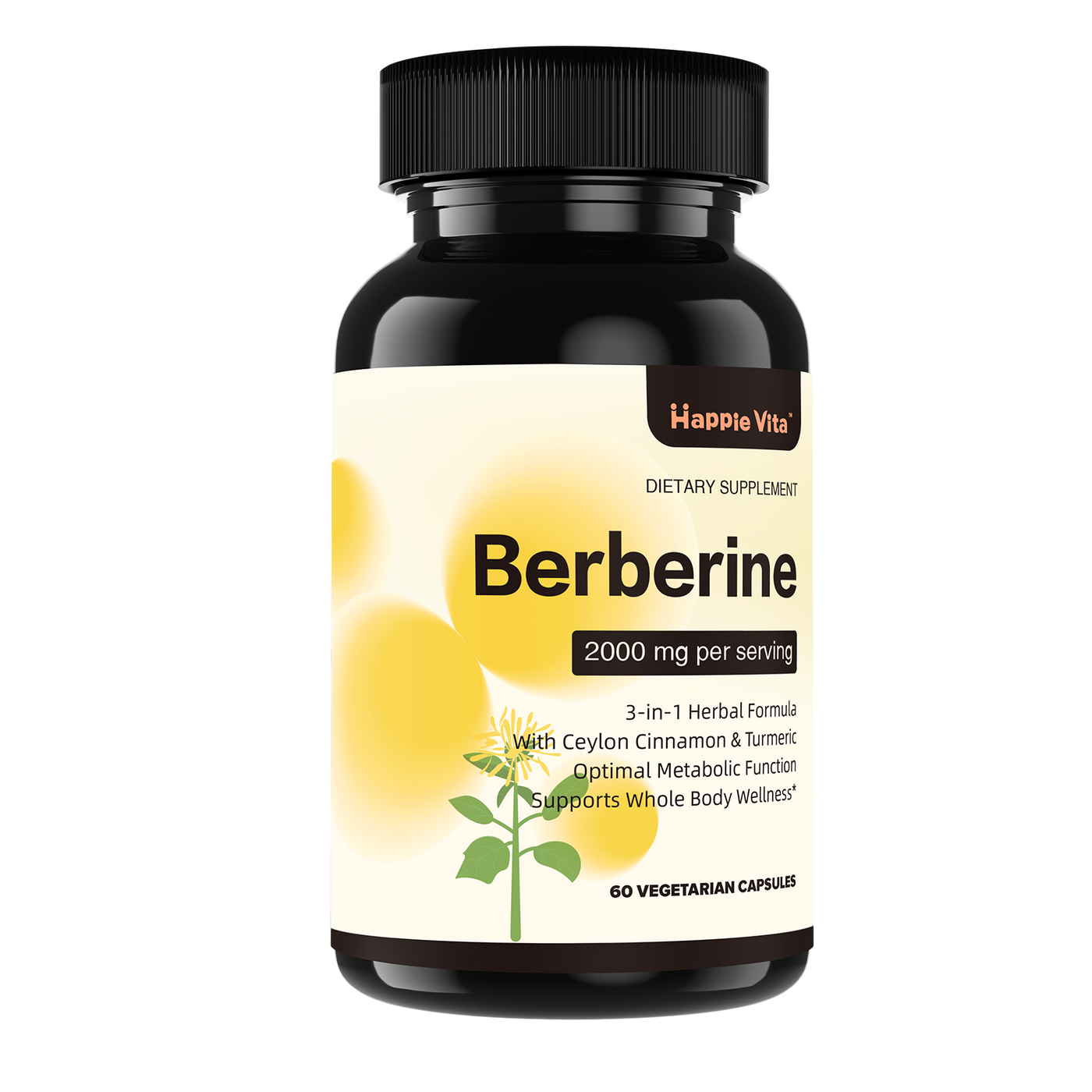 Berberine 2000mg, 3-in-1 Herbal Formula with Turmeric & Ceylon Cinnamon