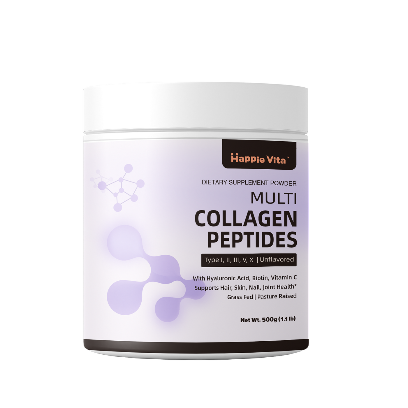 Multi Collagen Peptides Powder, Type I, II, III, V, X Hydrolyzed Collagen